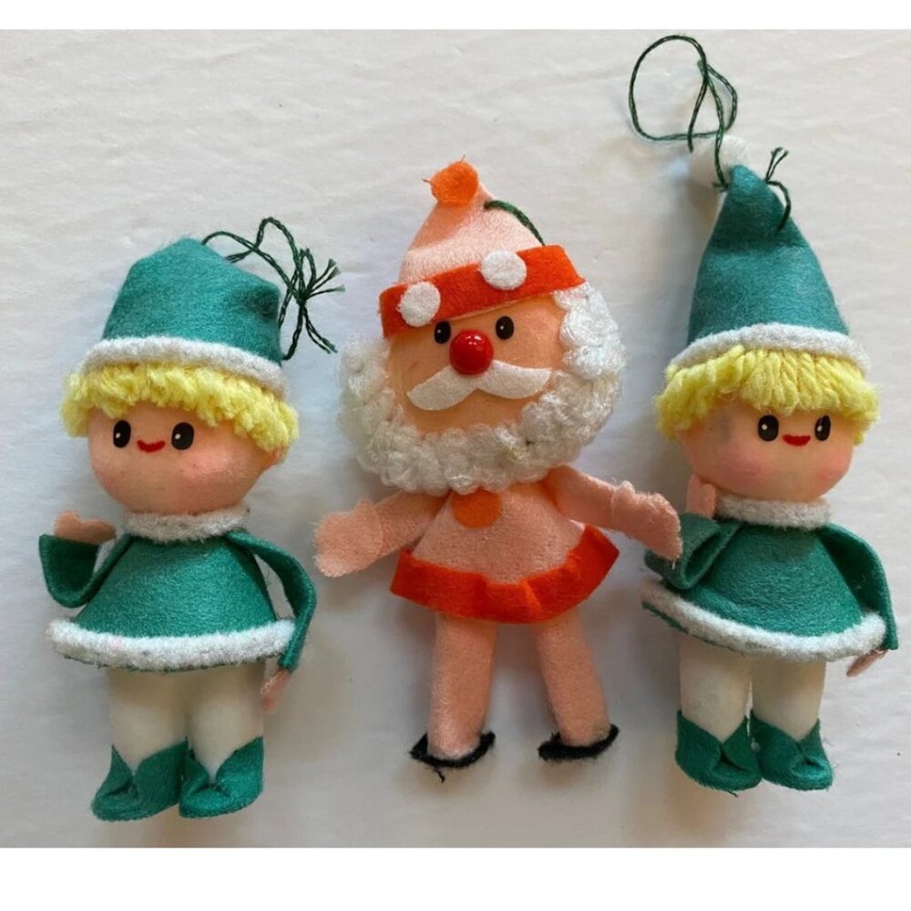 Christmas Xmas Holiday Ornaments Santa and Elves Foam Japan